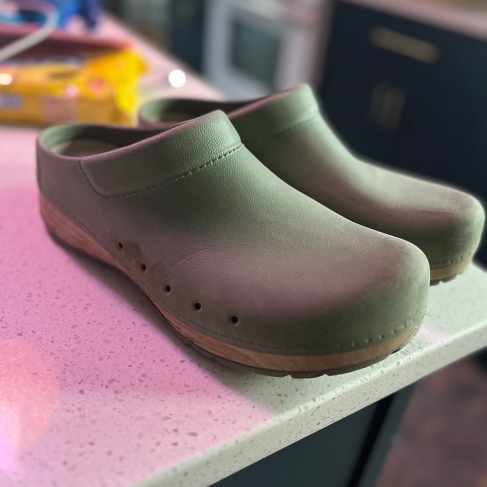 Dansko Green Mules - green Kane